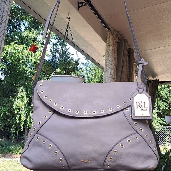 🥰Ralph Lauren Gray Leather Morley Porani Fold Over Crossbody.   🥰NEW🥰 - Picture 1 of 12